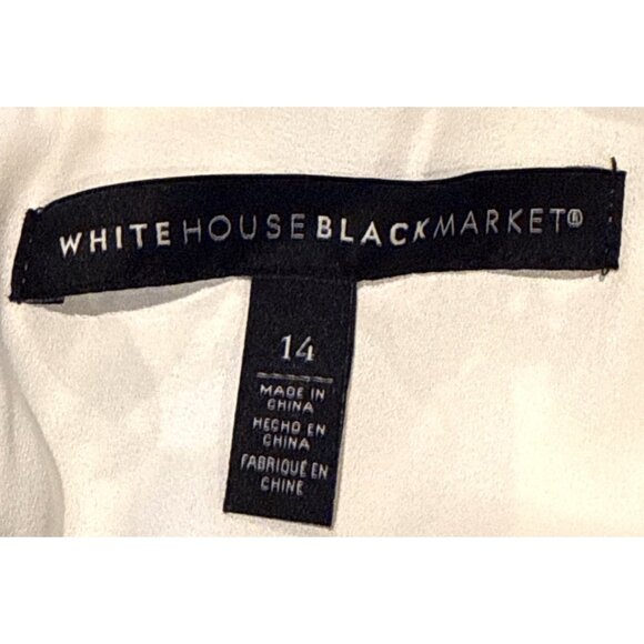White House Black Market Godet Dress in Black White Floral Belt Size 14 - Picture 10 of 11